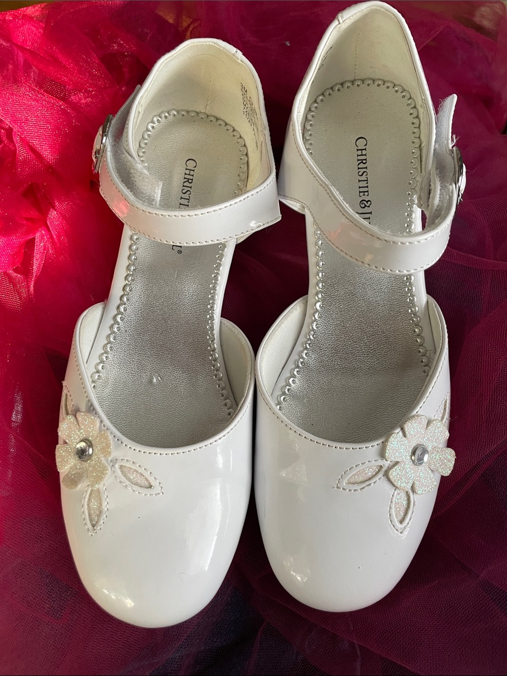 Size 3 Christie & Jill Girls' White Patent Mary Jane Dress Shoes C J HEAVEN